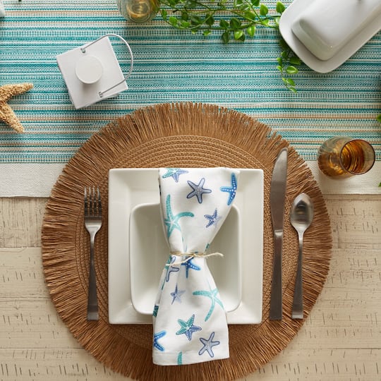 DII® 15" Round Natural Fringe Woven Placemat Set, 6ct.